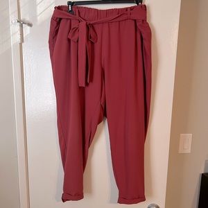 tapered coral belted dress pants 3x